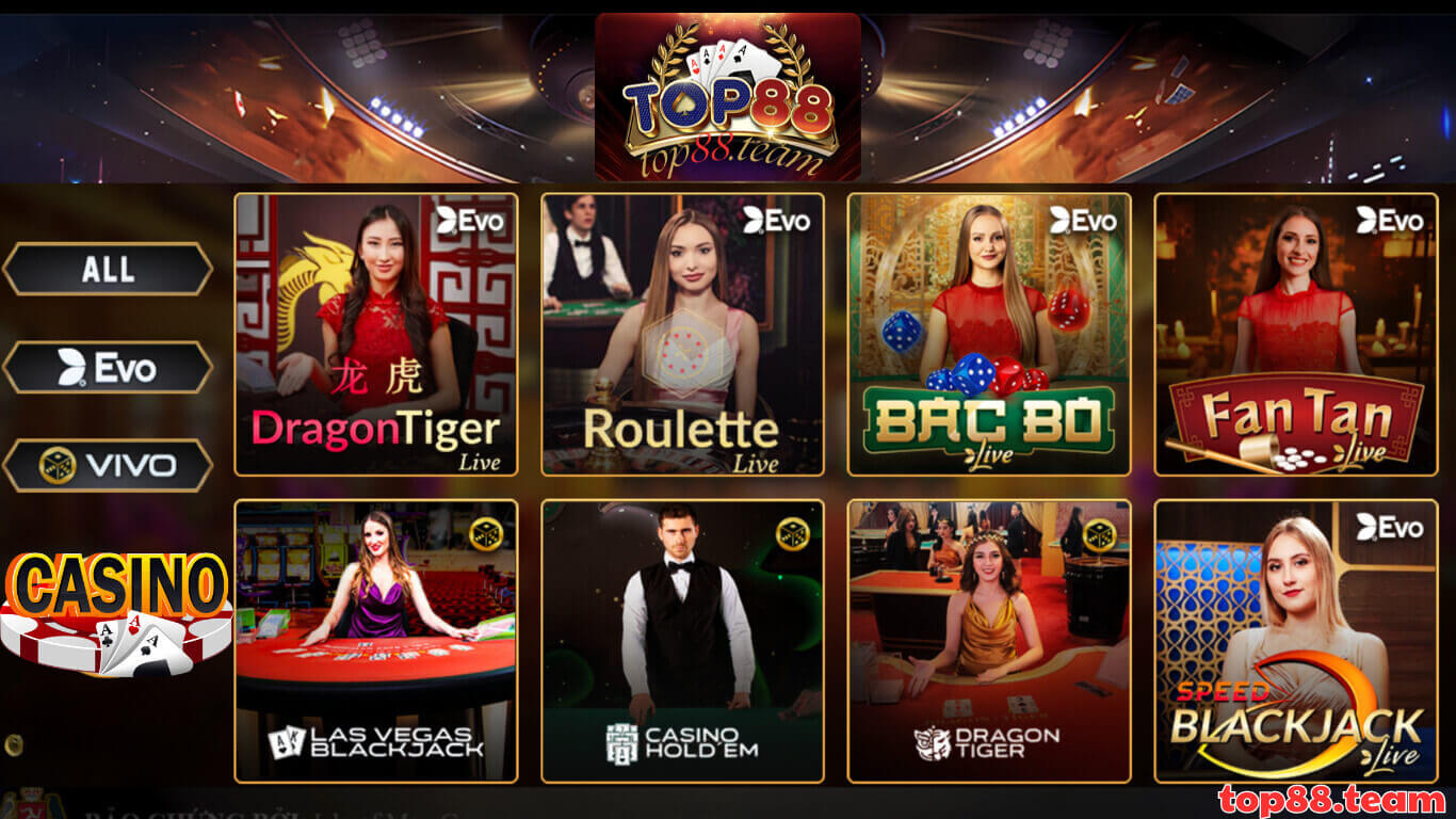 Những sản phẩm nổi bật trong live casino Top88 