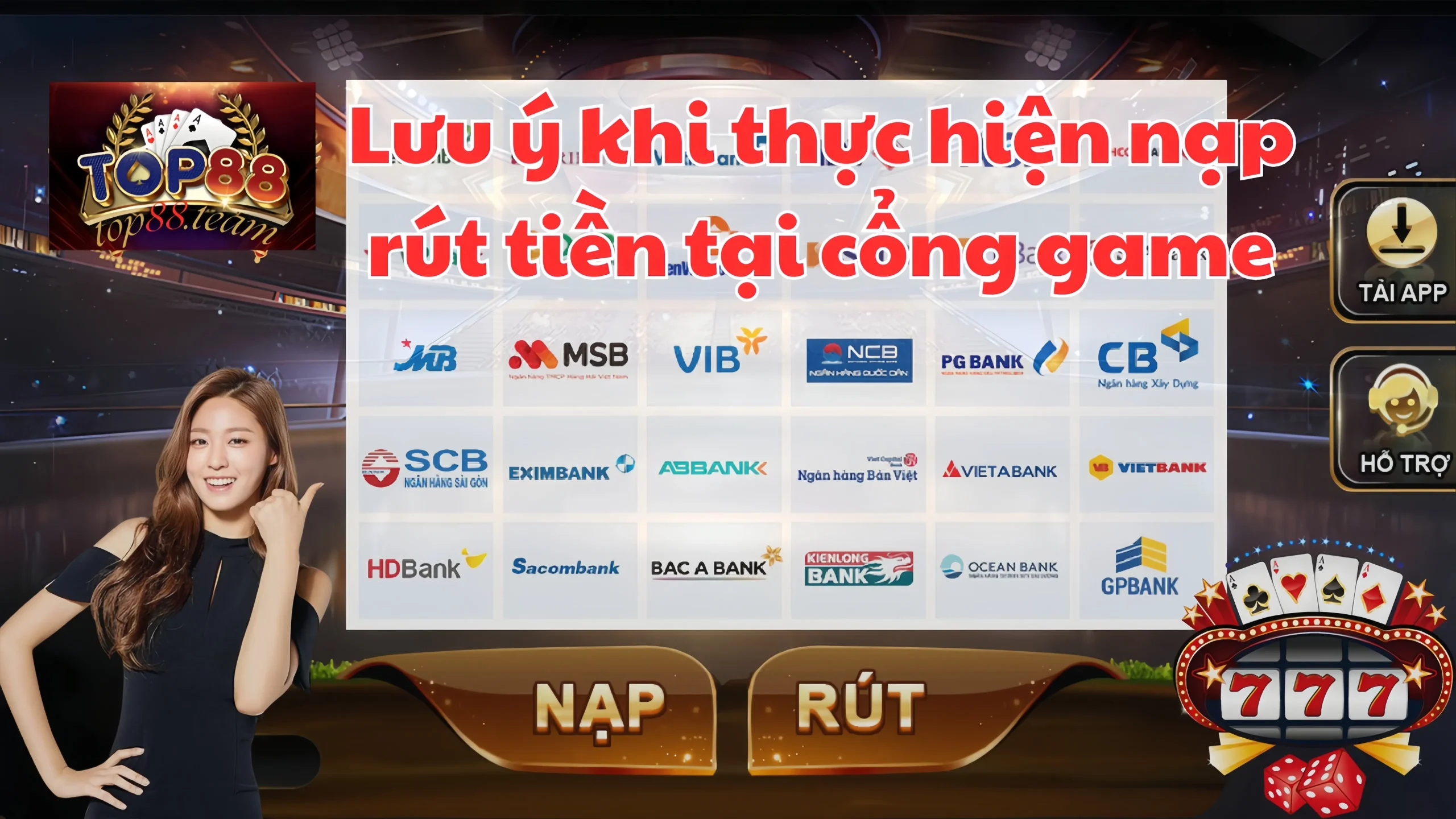 Một số lưu ý quan trọng khi nạp/rút tiền top88